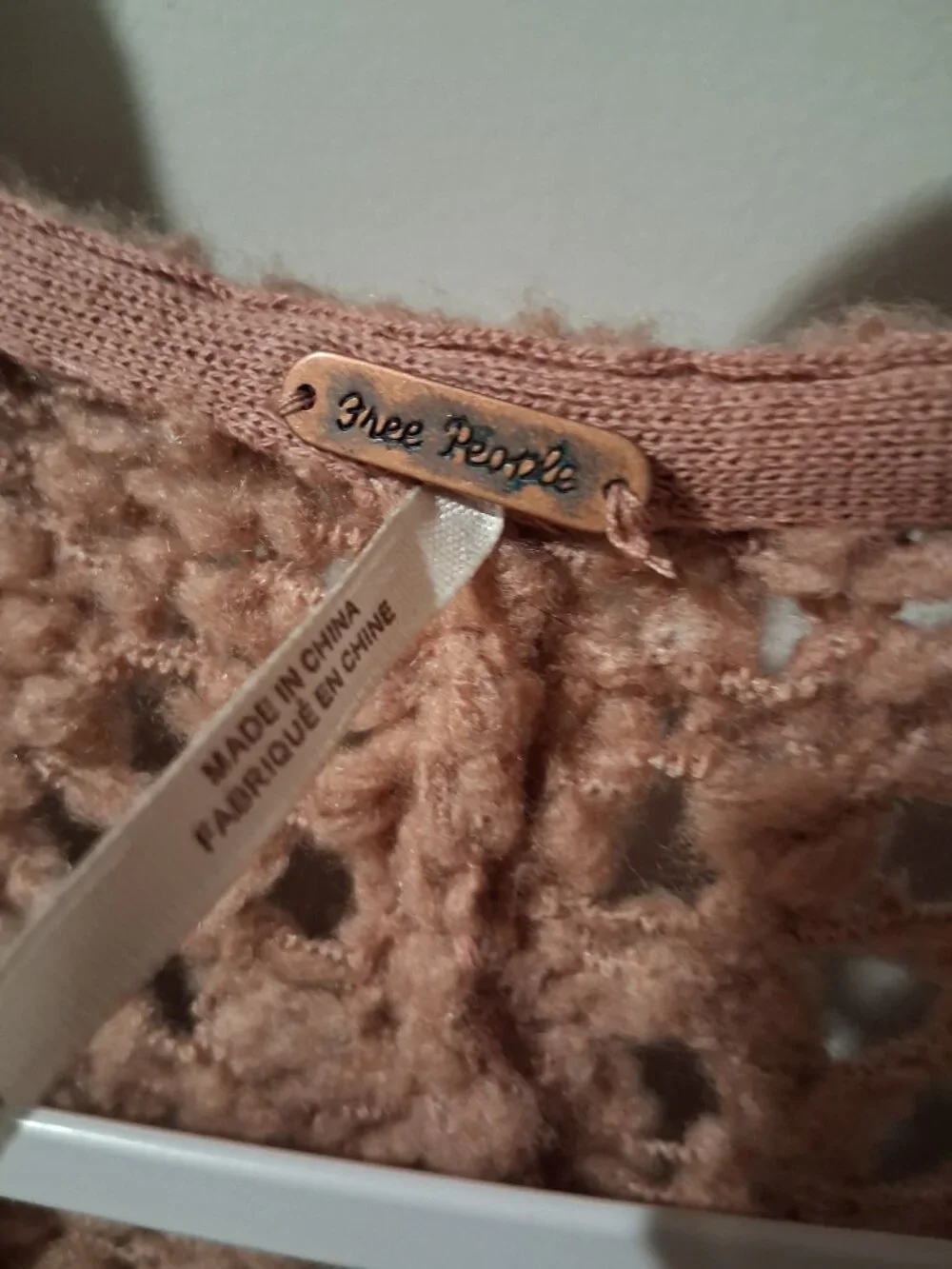 Free People Saturday Morning XS/Small Chunky Knit Boho Cardigan Dusty Rose